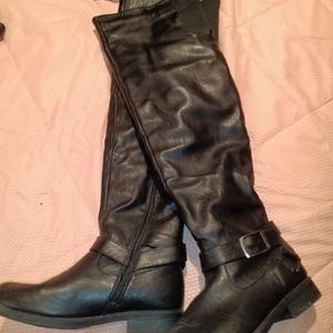 Thigh high leopard print boots